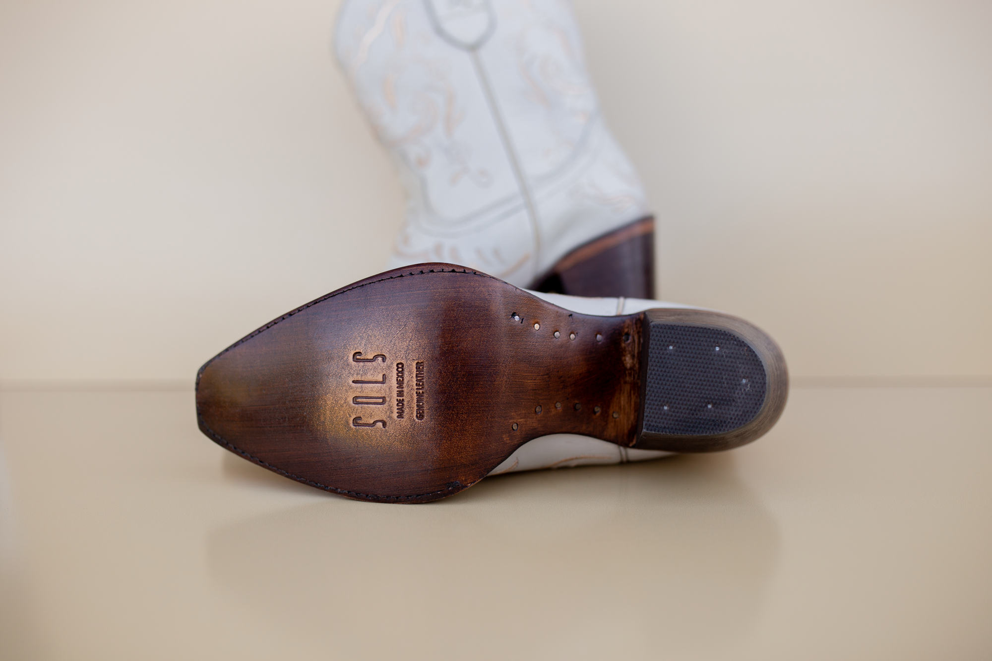 Lisa Western Cowboy Boot (Bone color)