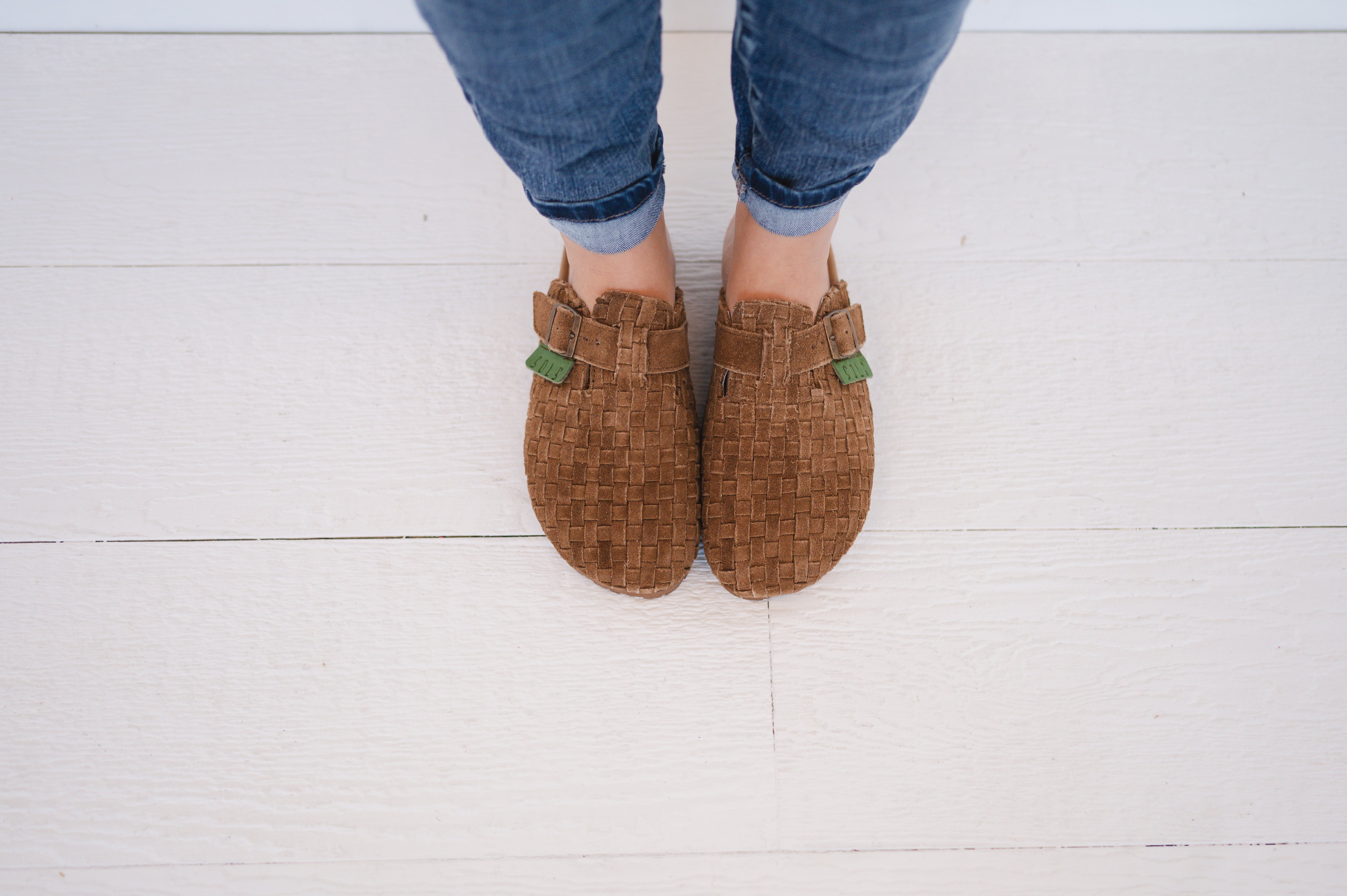 Megan - Tan Suede (full woven slide)