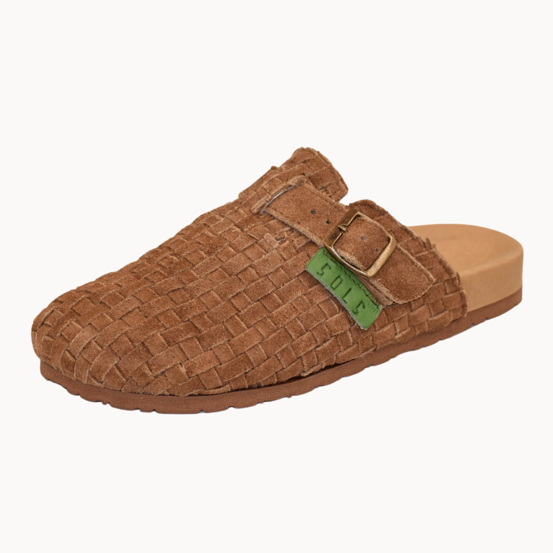 Megan - Tan Suede (full woven slide)